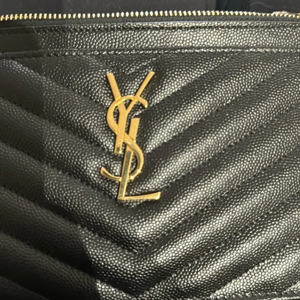 SOLD - EUC Auth Saint Laurent Cassandre Matelasse Zipped Pouch - Leather - Picture 3 of 7